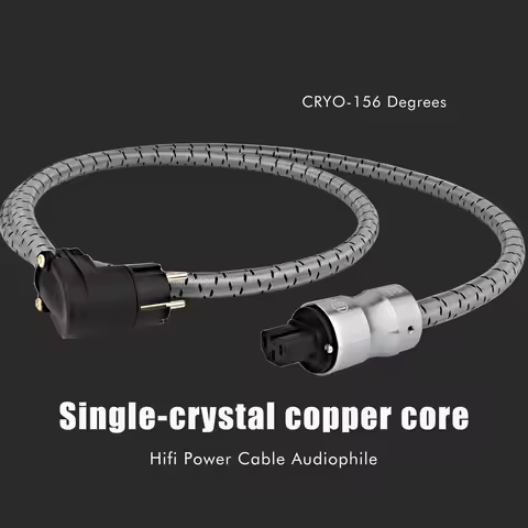 Preffair CRYO-156 Hifi Power Cable OCC Schuko Power Cord Audiophile AC US/EU 90 degrees L Shape Powe