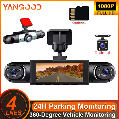 Yangood 4 Channel Dash Cam 360° FHD Front Rear Left Right G-Sensor Night Vision Loop Recording Motio