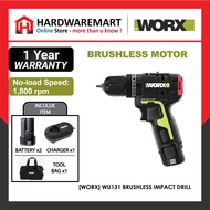[WORX PROFESSIONAL TOOLS] WORX WU131 10MM 12V BL BRUSHLESS IMPACT DRILL - Double Battery Impact Dril