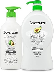 Lover's Care Goat Milk Body Lotion for Dry Skin Avocado 27.05 oz (800ml) - Combo Body Lotion &amp; Body Wash…