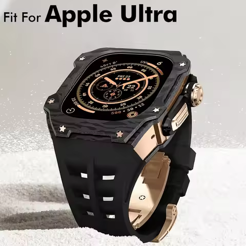 Soul Cool Carbon Fiber Case For Apple Watch Ultra 3/2/1, Fluorine Rubber Band, Protection, Modificat