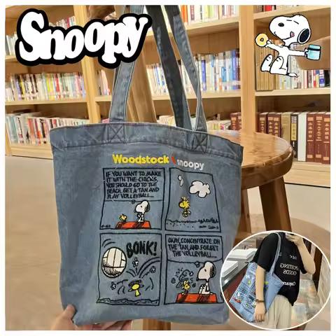 Kawaii Snoopy Shoulder Bag Women Fashion Large Capacity Tote Shopper Bags Cartoon Reusable Handbag C