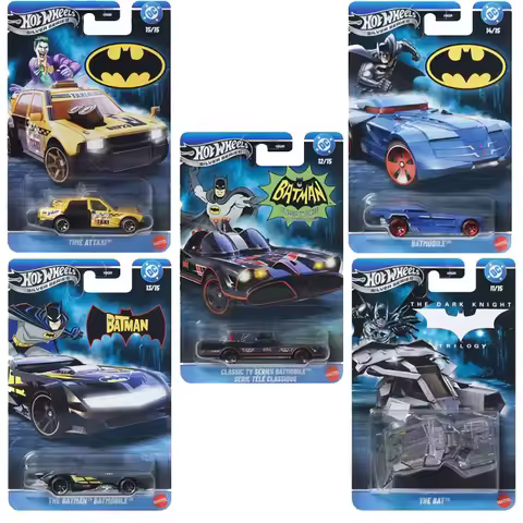 Original Hot Wheels Car Batman Toys 1/64 Diecast Joker Time Taxi Classic Series Batmobile The Bat Mo