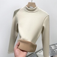 Velvet Thermal Top Woman Winter Autumn Outfit Thermal Top Long John WinterWanita Black/ White - Whit