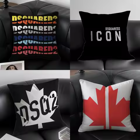 Fashion D-Dsquared2 Logo Pillow Case Anti-dustmite Pillowcase Invisible zipper silky short plush Sof