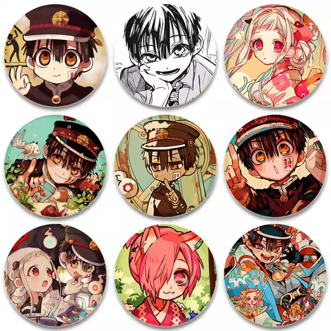 Anime Character Hanako-kun Nene Yashiro Kou Minamoto Aoi Akane Pin Cartoon Badge Snap-in Brooches fo