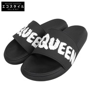 Alexander McQueen 塗鴉橡膠泳池拖鞋，男款，黑色，40碼（二手）