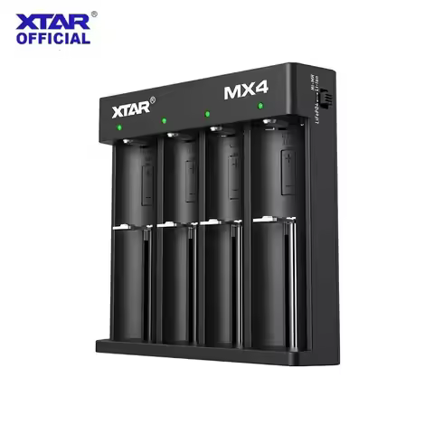 XTAR MX4 Intelligent Battery Charger – Type-C input ,Charges AA/AAA 1.5V&1.2VNi-MH,18650 3.6V and Li