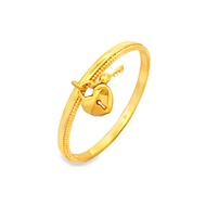 Top Cash Jewellery 916 Gold Dangling Heart Lock Ring