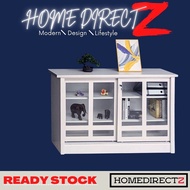 HDZ Sliding Door Display Glass Cabinet Living Room Storage Almari Kaca Rak Hiasan With Key Lock