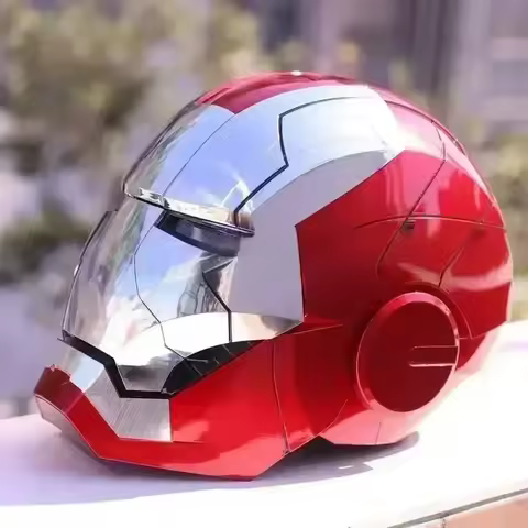 HOT Iron Man Mk5 Electric Voice Control Helmet Cosplay Led Eyes Metal Mask Model Statue Toys For Chi