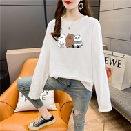 [COMYI] 2025 Cotton T shirt Women Special Baju T Shirt Perempuan Lengan Panjang T-shirt Long Sleeve Blouse Clothes Plus Size Round Neck Baju