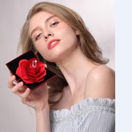 3D Rose Ring Box Pop Up Wedding Engagement Jewelry Gift Storage Holder Case Bump Rectangular Marriage Rotating Rose Ring Box
