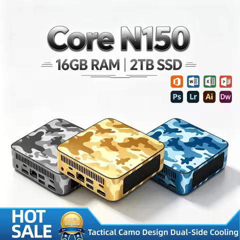 Intel N150 Ultra Thin Mini PC 16GB DDR4 1TB 2TB NVMe SSD WiFi6 BT5.2 4K Resolution Portable Office D