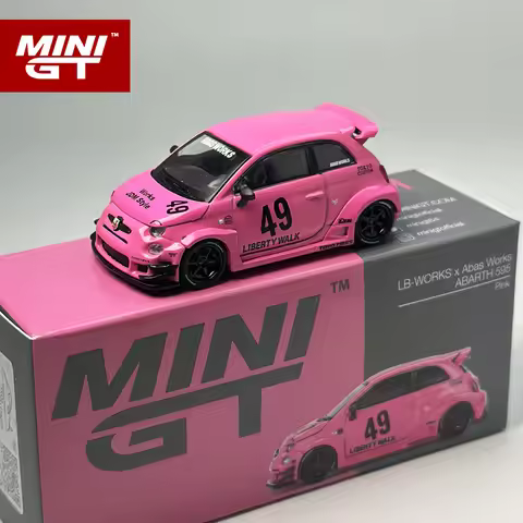 MINIGT 1:64 ABARTH 595 LB-WORKS x Abas Works Pink alloy car Model 851