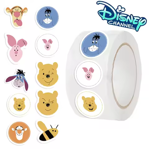 Disney 500pcs Pooh Bear Alien Curl Sticker Laptop Luggage Skateboard Cartoon Sticker Fun Classic Gif