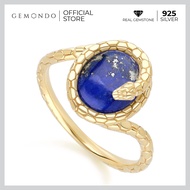 Gemondo แหวนเงิน 925 STERLING SILVER ประดับลาพิส ลาซูลี (LAPIS LAZULI) ทรงวงรี ดีไซน์ลวดลายงู : แหวน