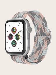 Correa de reloj compatible con Apple Watch de color combinado tejido nailon