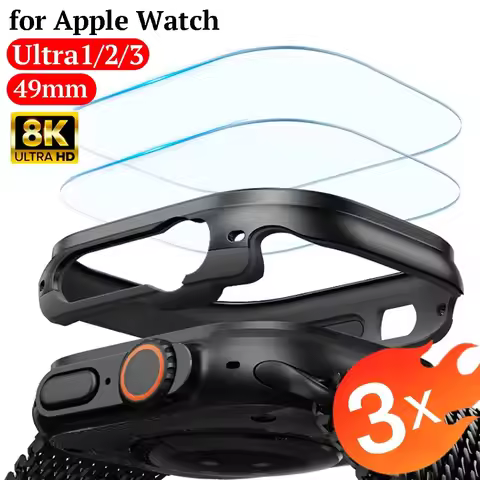 TPU Case for Apple Watch Ultra1/2/3 49mm Bumper+Soft Film Screen Protector Shockproof Cover for Appl