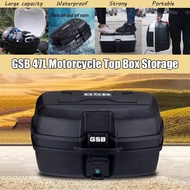 GSB 47L Motorcycle Box GIVI Box Top Box Extra Trunk Waterproof universal Plate Rack Safety Lock Box Storage monorack
