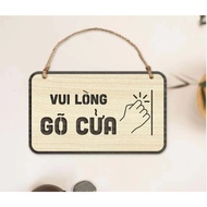 Bảng gỗ "vui lòng gõ cửa" biển gỗ decor trang trí in nội dung theo yêu cầu ̂ ̣̂
