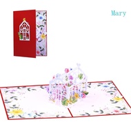 Mary Stylish 3D Popup Paper Card Bright 3D Flower House Popup Card Elegant Moving  for Friend and Fa