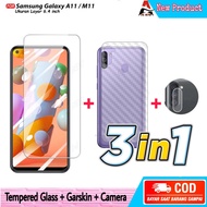 TEMPERED GLASS SAMSUNG M11 SAMSUNG A11/ BENING WITH BONUS CAMERA AND GARSKIN SAMSUNG M11 A11Screen P