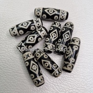MATA Tibetan Dzi Bead Agatenatural 30x10mm, Eyes 1-21, Red and Black color,
