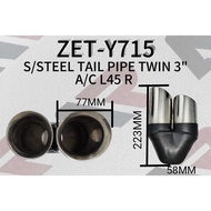 stainsteel tail pipe twin 3" L45 degree ZET-Y715