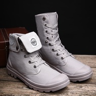 Men Military Boots 2020 Outdoor Fashion Canvas High Top Shoes Men Casual Shoes Ankle Boots Black Che