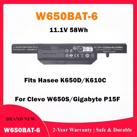 W650BAT-6 Laptop Battery For Hasee K610C K650D K570N K710C K590C 750D G150SG G150S G150TC For Clevo 