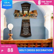 Wooden Cross Wall Hanging Easter Religious Decor Vintage Christian Ornament for Church Home Altar