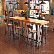 Bar tables and chairs, café tables and chairs, wrought iron and solid wood for milk tea shops loft A