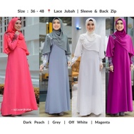 36 - 48 | Jubah Lace Bunga 3D . Muslimah Dress . Sedondon Bridesmaid . Jubah Nikah Pengantin . Jubah