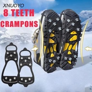 XNUOYO 1 Pair Shoes Crampons, 5/8 Teeth Spike Ice Gripper Spike,  Anti-Slip Universal Spike Grips Cl