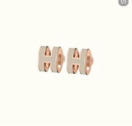 全新 Hermes Pop H Earrings 玫瑰金奶茶色