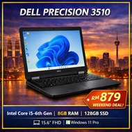 Dell Precision 3510 (Intel Core i5-6th Gen | 8GB RAM | 128GB SSD | Webcam | 15.6" FHD | Win 11)