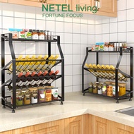 ☸NETEL 4 Tier spice rack kitchen countertop storage rack stainless steel vertical rack  storage rack