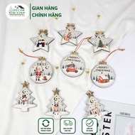 Set of 3 Vintage Wooden Figures GT51 (Decor Kim Vinh) Hanging Christmas Tree Christmas Decoration