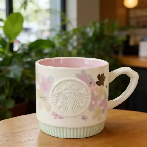 Starbucks 355ml Sakura Ceramic Mug Iridescent Cherry Blossom Gradient Glaze Spring Limited Coffee Te