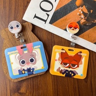 Anime Best partner Crazy Zoo Card Holder Retractable Easy Pull Buckle Card Holder ID Card Protective