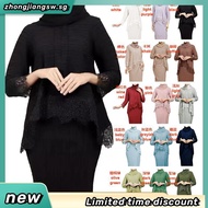 Baju Kurung Moden Baju Raya 2023 Lace Muslimah Long Sleeve Labuh Plus-size Baju Bridesmaid Nikah Kur