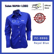 BAJU KORPORATE PLAIN COLOR ROYAL BLUE  SULAM LOGO & NAMA (FC-999G) JENAMA MR.2 LENGAN PANJANG