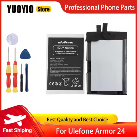 YUOYIO 100% New Original Battery For Ulefone Armor 24 22000mAh Smartphone Battery High Capacity Repl