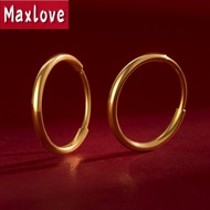 Maxlove Jewelry Gold 916 Original Malaysia Earrings Korean Style Women 2.3 Cm Wide Glossy Earrings J