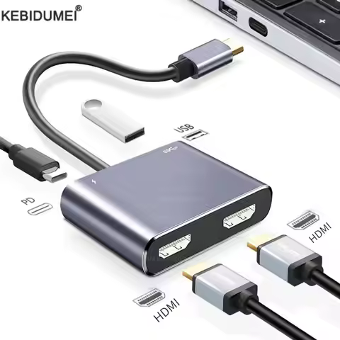 USB C Hub Type-C to Dual HDMI VGA USB 3.0 Adapter 4K 60Hz Screen Expansion Type C Docking Station Fo