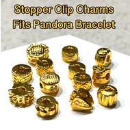 Gold Plated Stopper Clip Charms - Fit Pandora Bracelets