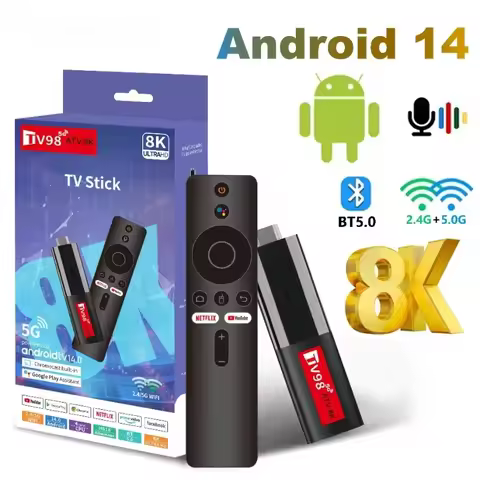 TV98 Ultra HD 4K Smart TV Stick Allwinner H618 Set-top Box 2GB 16GB 2.4G/5G WIFI ATV Android 14 BT5.