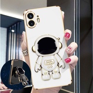 Plating Astronaut Holder Silicone Phone Case for Nothing CMF Phone 1 2 2A  Plus Soft Back Cover Noth