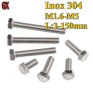 Stainless Steel Bolts Inox 304 M1.6 - M5 Length 3 - 150mm Hex Head Screws High Quality Fasteners For